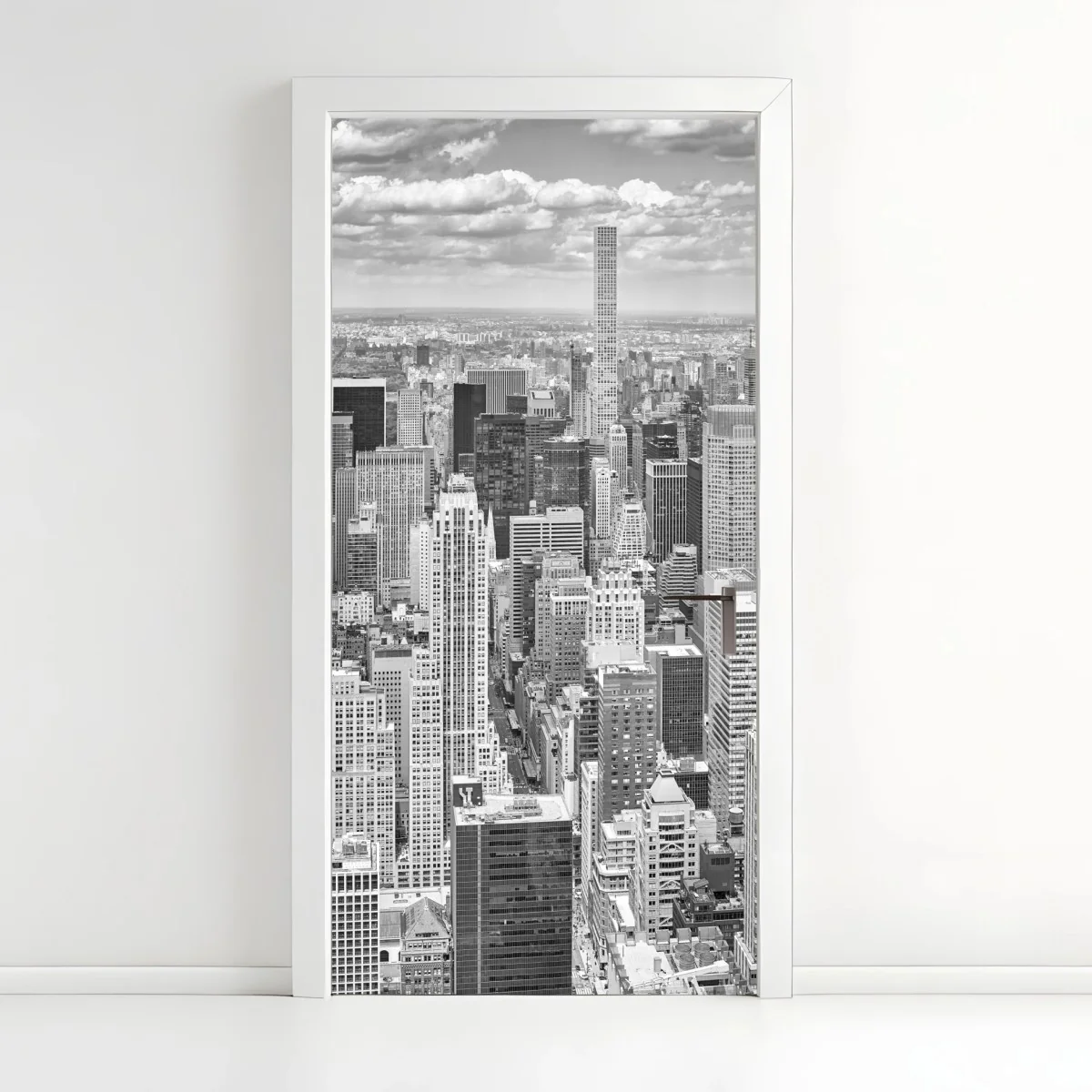 Sticker pour porte panorama urbain en noir et blanc de New York – Wallnifity® Sticker pour porte panorama urbain en noir et blanc de New York – Wallnifity®