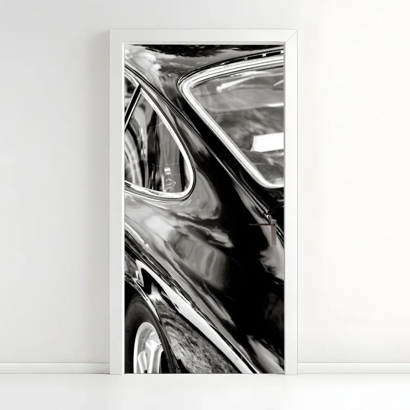 Sticker pour porte élégantes courbes d'une voiture classique en noir et blanc – Wallnifity® Sticker pour porte élégantes courbes d'une voiture classique en noir et blanc – Wallnifity®
