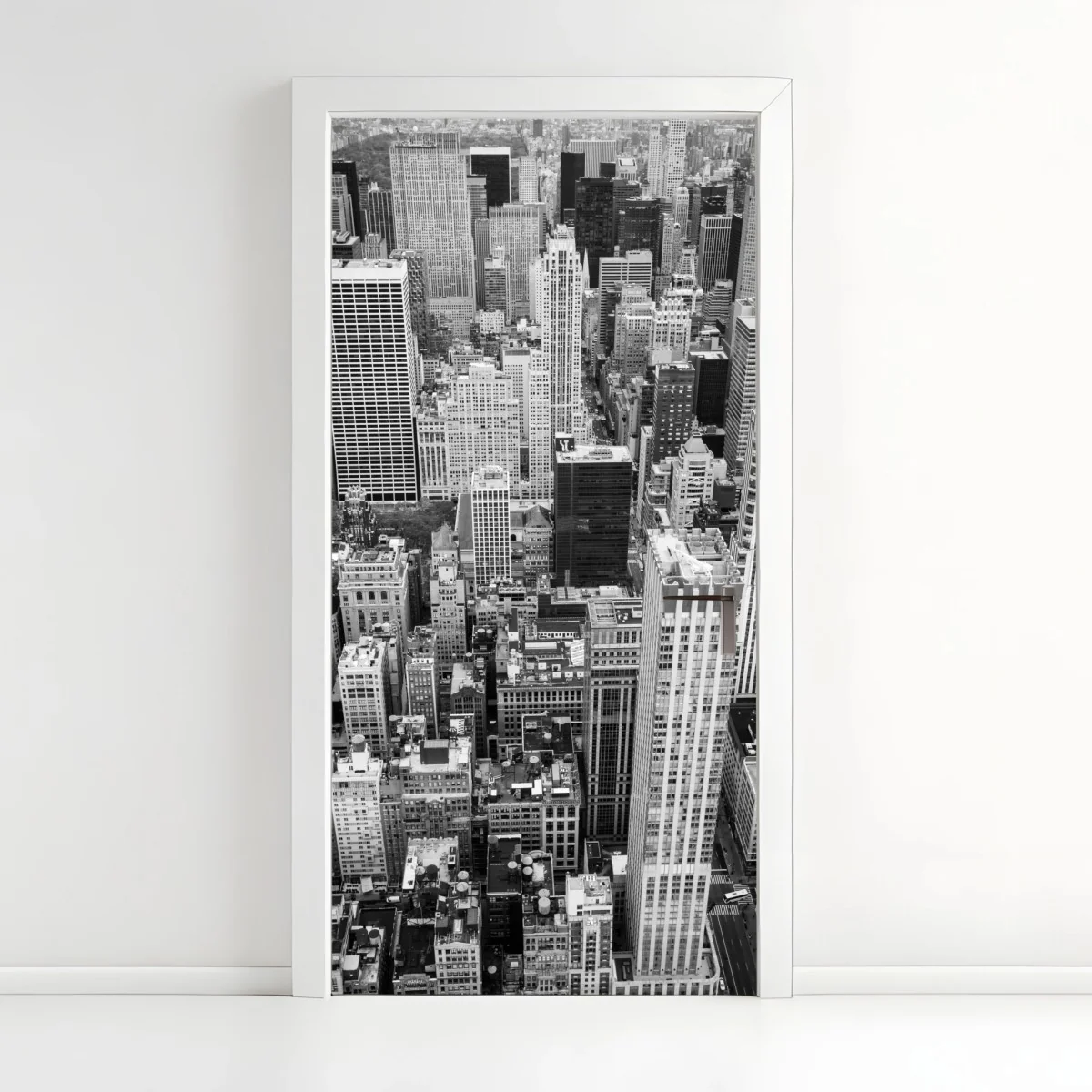 Sticker pour porte vue aérienne monochrome d'une métropole – Wallnifity® Sticker pour porte vue aérienne monochrome d'une métropole – Wallnifity®