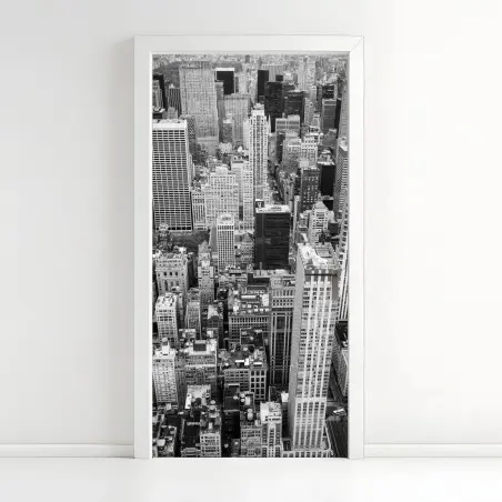 Sticker pour porte vue aérienne monochrome d'une métropole – Wallnifity®