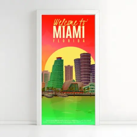 Sticker pour porte coucher de soleil à Miami, Floride – Wallnifity®
