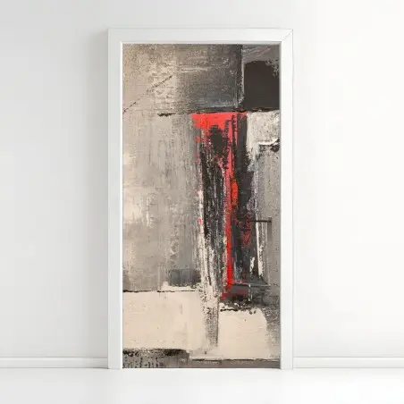 Sticker pour porte accent rouge sur texture grise – Wallnifity®