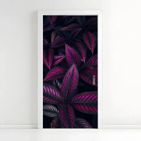Sticker pour porte feuillage fuchsia nocturne – Wallnifity®