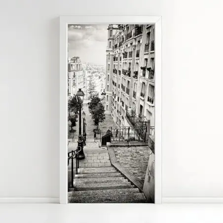 Sticker pour porte escalier pittoresque de Montmartre, Paris – Wallnifity®