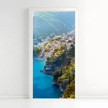 Sticker pour porte vue panoramique de Positano sur la côte d'Amalfi – Wallnifity®