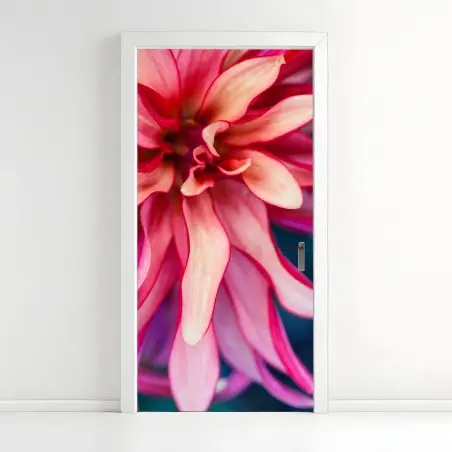 Sticker pour porte éclosion corail: composition florale en gros plan – Wallnifity®
