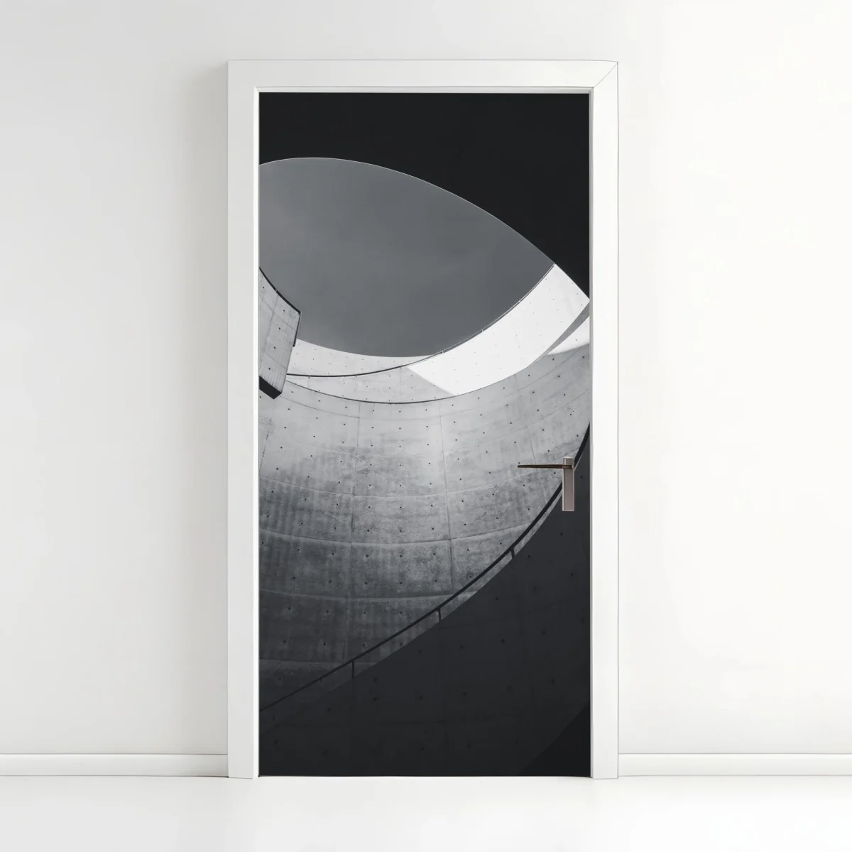 Sticker pour porte abstraction architecturale en béton et courbes – Wallnifity® Sticker pour porte abstraction architecturale en béton et courbes – Wallnifity®
