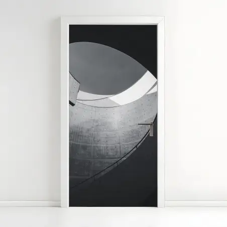 Sticker pour porte abstraction architecturale en béton et courbes – Wallnifity®