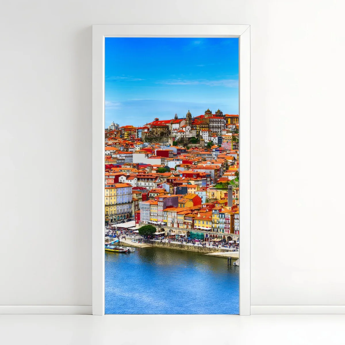 Sticker pour porte panorama coloré de Porto au bord du fleuve – Wallnifity® Sticker pour porte panorama coloré de Porto au bord du fleuve – Wallnifity®