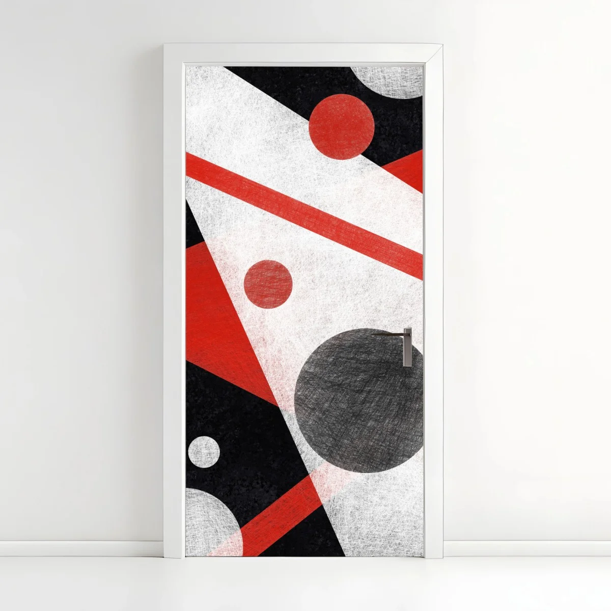 Sticker pour porte composition géométrique rouge, noire et blanche – Wallnifity® Sticker pour porte composition géométrique rouge, noire et blanche – Wallnifity®