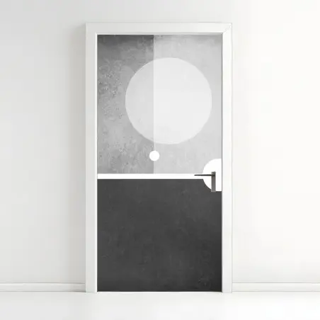 Sticker pour porte cercle minimal sur fond texturé – Wallnifity®