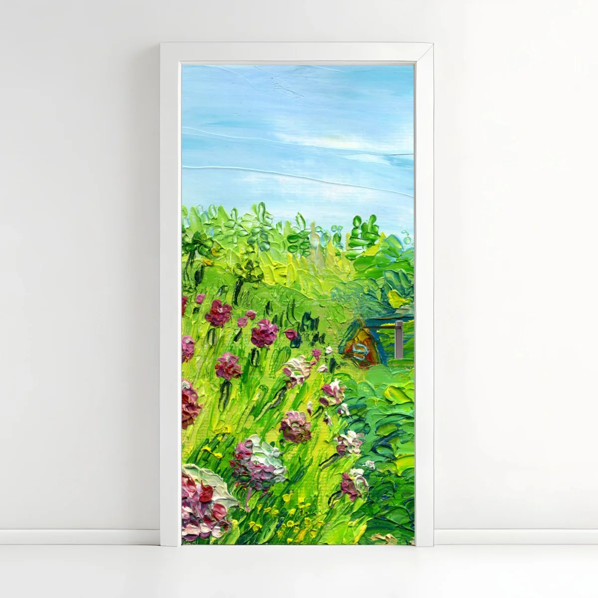 Sticker pour porte pivoines au jardin en pâte au couteau – Wallnifity® Sticker pour porte pivoines au jardin en pâte au couteau – Wallnifity®