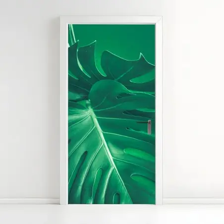 Sticker pour porte feuille de monstera verte en gros plan – Wallnifity®