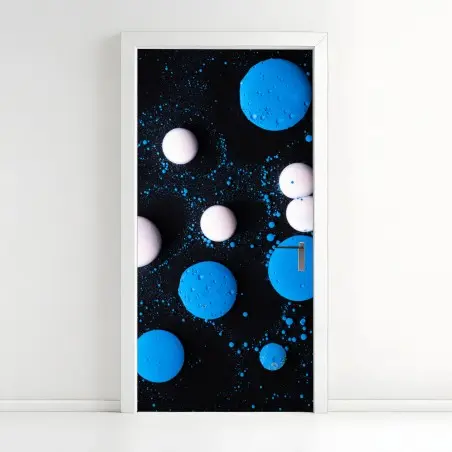 Sticker pour porte galaxie de bulles bleues – Wallnifity®