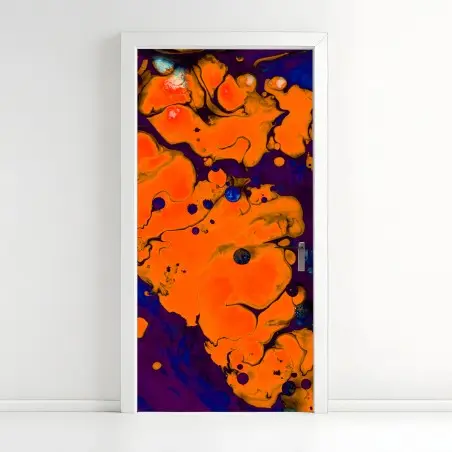 Sticker pour porte nuances d'orange sur fond violet profond – Wallnifity®