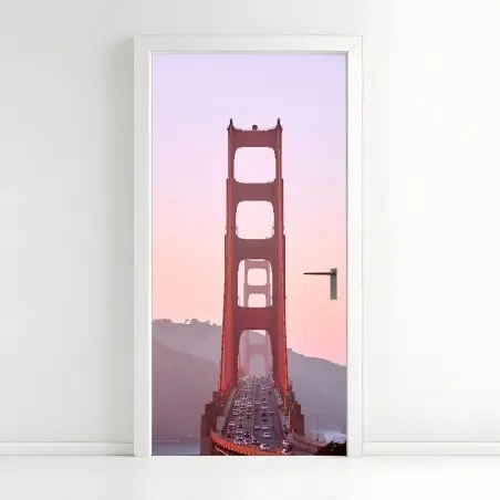 Sticker pour porte pont iconique au crépuscule, vue de San Francisco – Wallnifity®