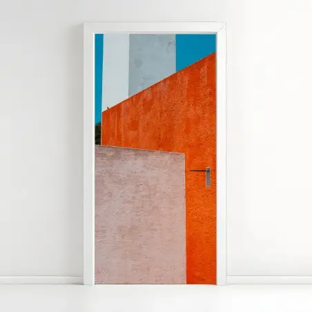 Sticker pour porte composition géométrique aux murs colorés – Wallnifity®