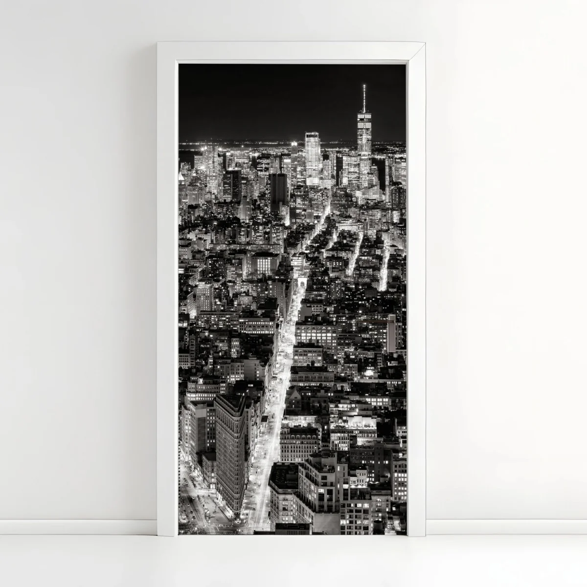 Sticker pour porte vue nocturne de New York en noir et blanc – Wallnifity® Sticker pour porte vue nocturne de New York en noir et blanc – Wallnifity®