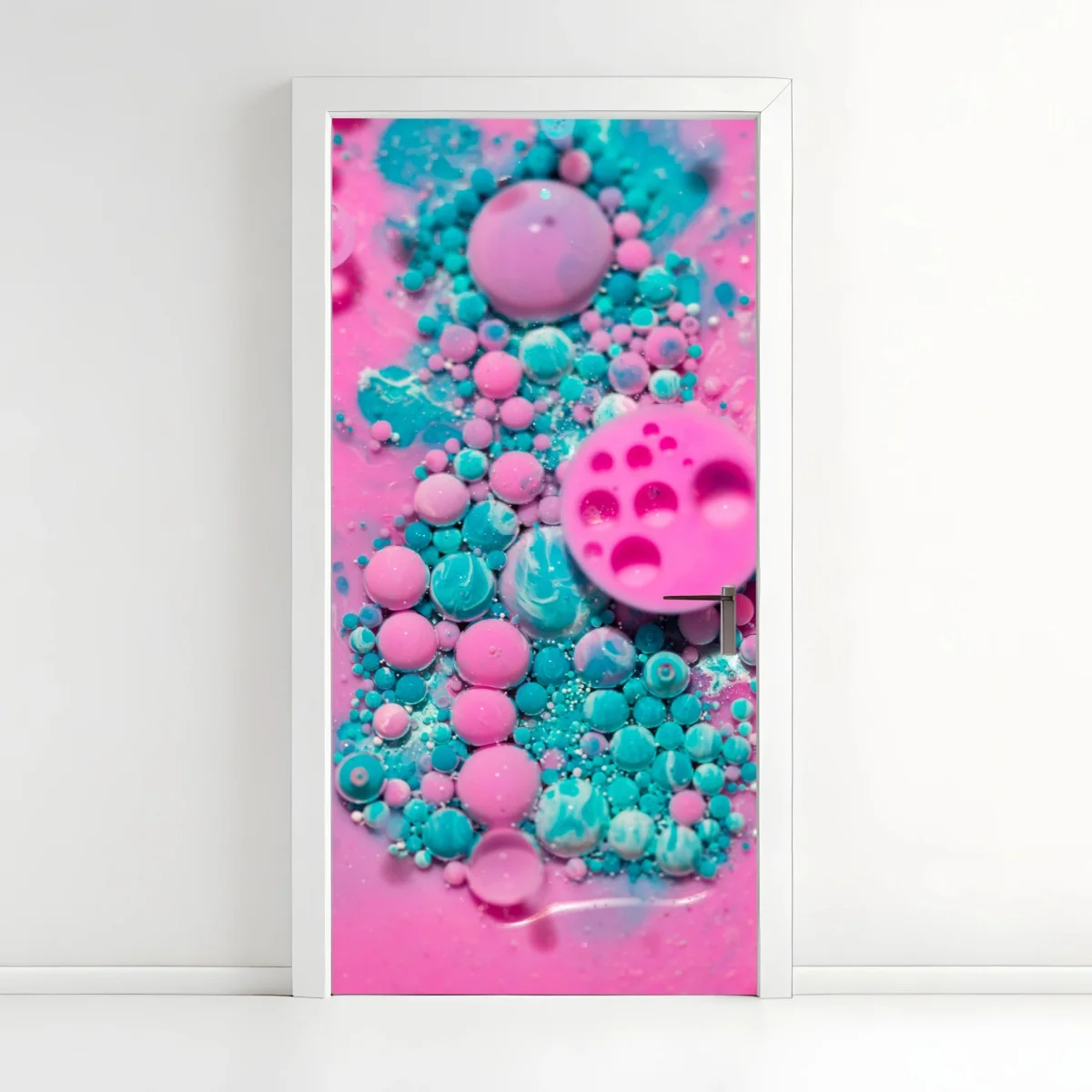 Sticker pour porte marbre liquide rose et turquoise aux bulles organiques – Wallnifity® Sticker pour porte marbre liquide rose et turquoise aux bulles organiques – Wallnifity®