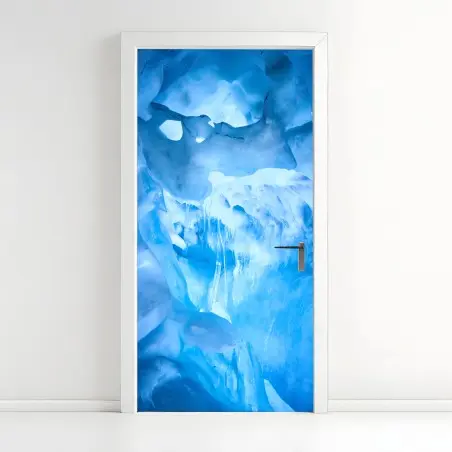 Sticker pour porte intérieur d'une grotte de glace bleue – Wallnifity®