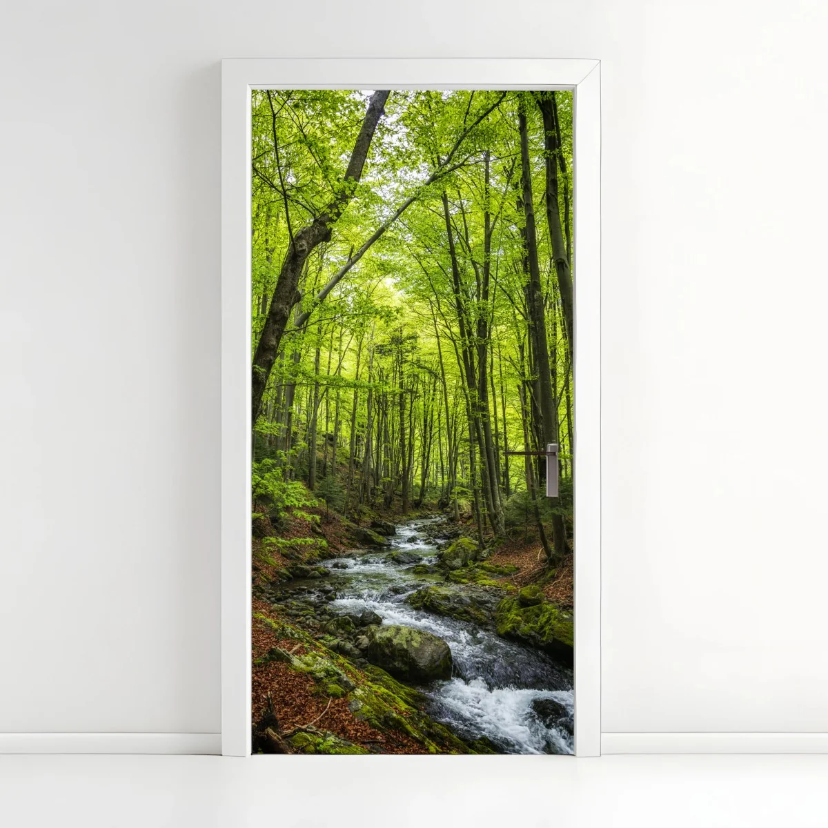 Sticker pour porte forêt verdoyante et ruisseau paisible – Wallnifity® Sticker pour porte forêt verdoyante et ruisseau paisible – Wallnifity®
