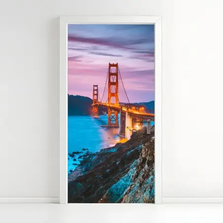 Sticker pour porte coucher de soleil sur le Golden Gate Bridge à San Francisco – Wallnifity®