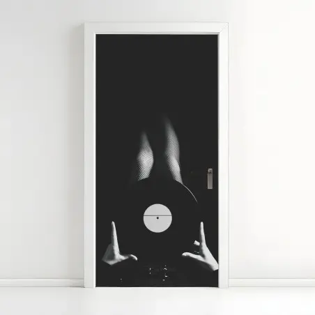 Sticker pour porte vinyle en contraste: silhouette en bas résille – Wallnifity®