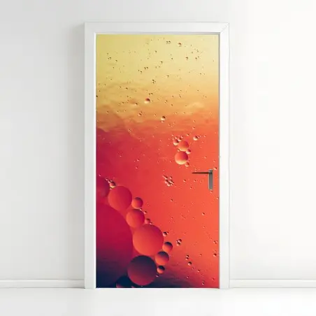 Sticker pour porte rêverie de bulles orangées – Wallnifity®