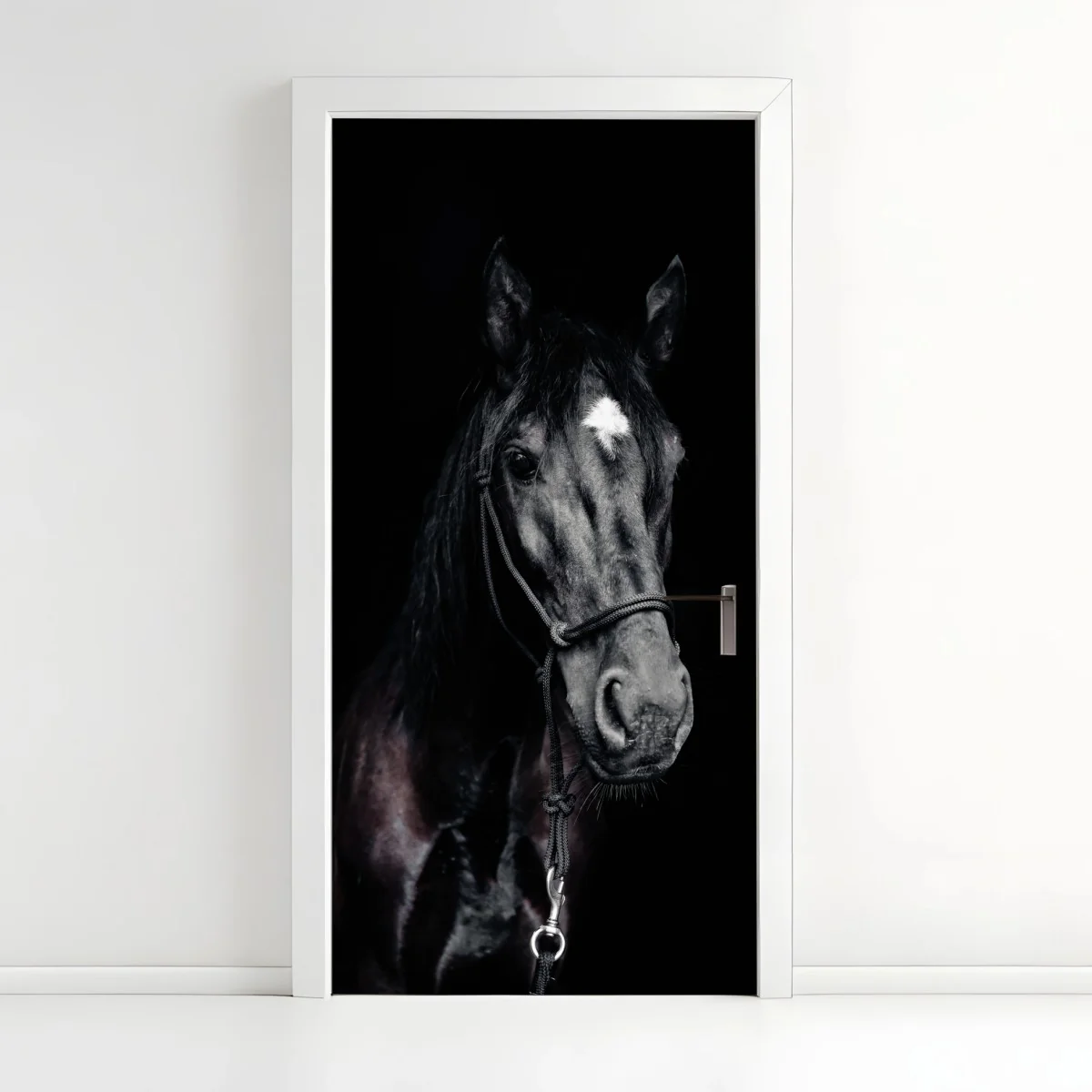 Sticker pour porte portrait intime d'un cheval noir à l'étoile – Wallnifity® Sticker pour porte portrait intime d'un cheval noir à l'étoile – Wallnifity®