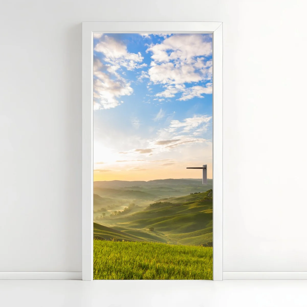 Sticker pour porte aurore dorée sur collines verdoyantes – Wallnifity® Sticker pour porte aurore dorée sur collines verdoyantes – Wallnifity®