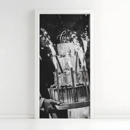 Sticker pour porte gâteau de mariage rustique en noir et blanc – Wallnifity®