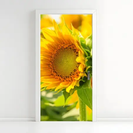 Sticker pour porte gros plan de tournesol lumineux – Wallnifity®