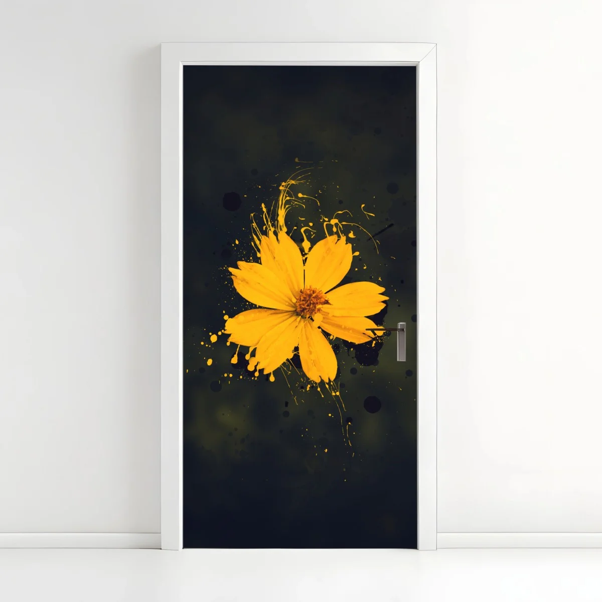 Sticker pour porte fleur jaune en éclaboussures sur fond sombre – Wallnifity® Sticker pour porte fleur jaune en éclaboussures sur fond sombre – Wallnifity®