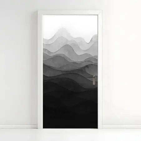 Sticker pour porte paysage montagneux en couches d'encre – Wallnifity®