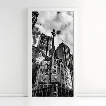 Sticker pour porte perspective urbaine sur Broadway – Wallnifity®