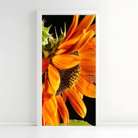 Sticker pour porte gros plan de tournesol orange – Wallnifity®