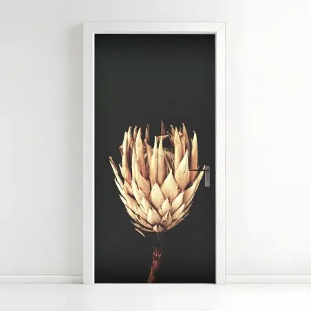 Sticker pour porte fleur séchée minimaliste sur fond sombre – Wallnifity®