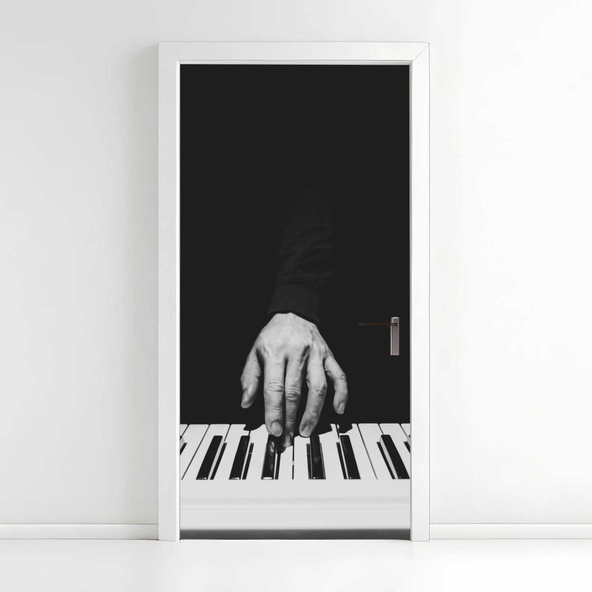 Sticker pour porte mains au piano en noir et blanc – Wallnifity®