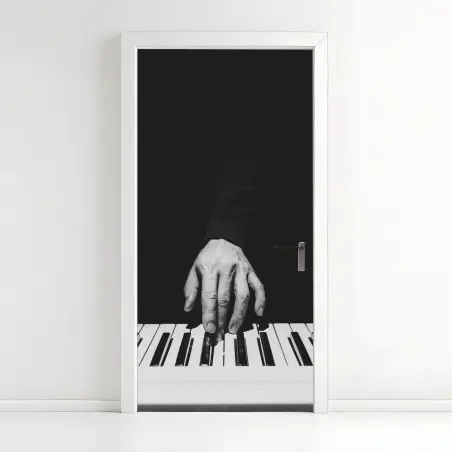 Sticker pour porte mains au piano en noir et blanc – Wallnifity®