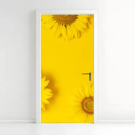 Sticker pour porte éclat de tournesols sur fond jaune – Wallnifity®