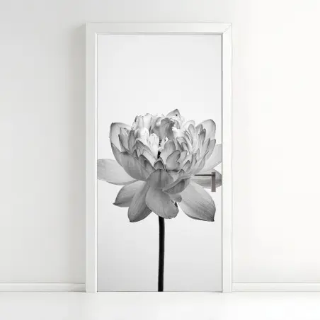 Sticker pour porte fleur de lotus monochrome élégante – Wallnifity®