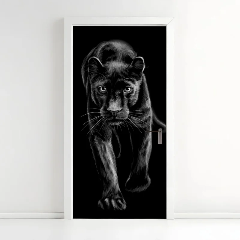 Sticker pour porte panthère noire en marche – Wallnifity®