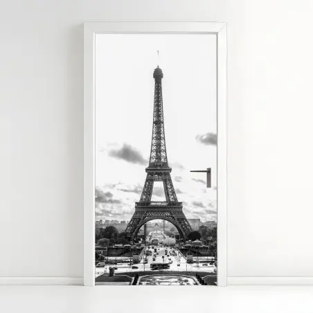 Sticker pour porte silhouette monochrome de la Tour Eiffel – Wallnifity®