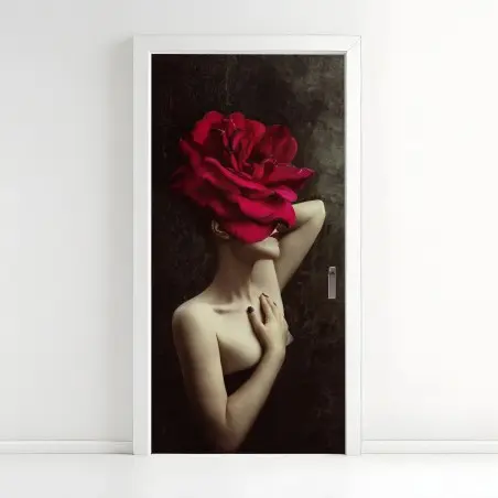 Sticker pour porte silhouette florale surréaliste – Wallnifity®