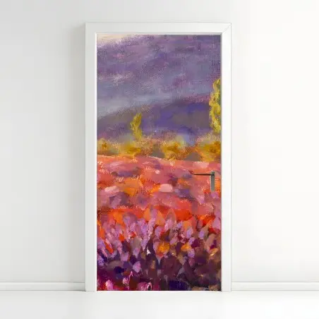 Sticker pour porte champ de lavande impressionniste en Provence – Wallnifity®