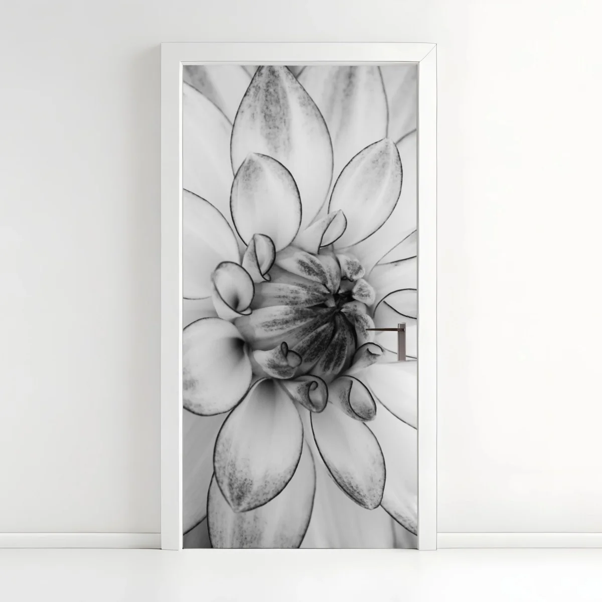 Sticker pour porte éclosion florale en noir et blanc – Wallnifity® Sticker pour porte éclosion florale en noir et blanc – Wallnifity®