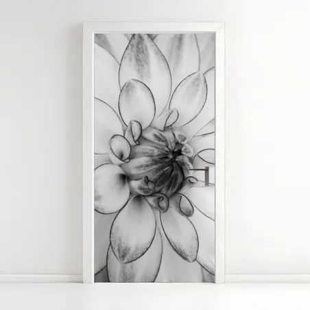 Sticker pour porte éclosion florale en noir et blanc – Wallnifity®
