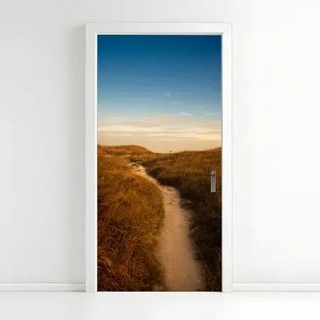 Sticker pour porte chemin de dunes aux tons dorés – Wallnifity®