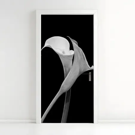 Sticker pour porte duo d'arums en noir et blanc – Wallnifity®