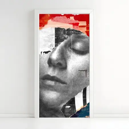Sticker pour porte visage en collage abstrait – Wallnifity®